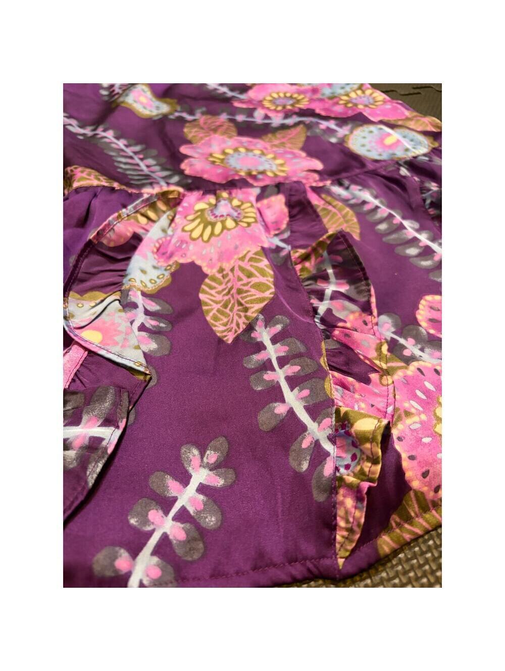 GapKids Girls Dress L 10 Purple Floral Ruffle Flutter Sleeve Lined - Picture 4 of 6